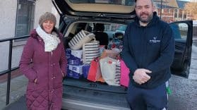 The Peoples Kitchen Belfast deliver Xmas givts for young peopl