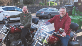 Trevor and Ian on Harley Davidsons