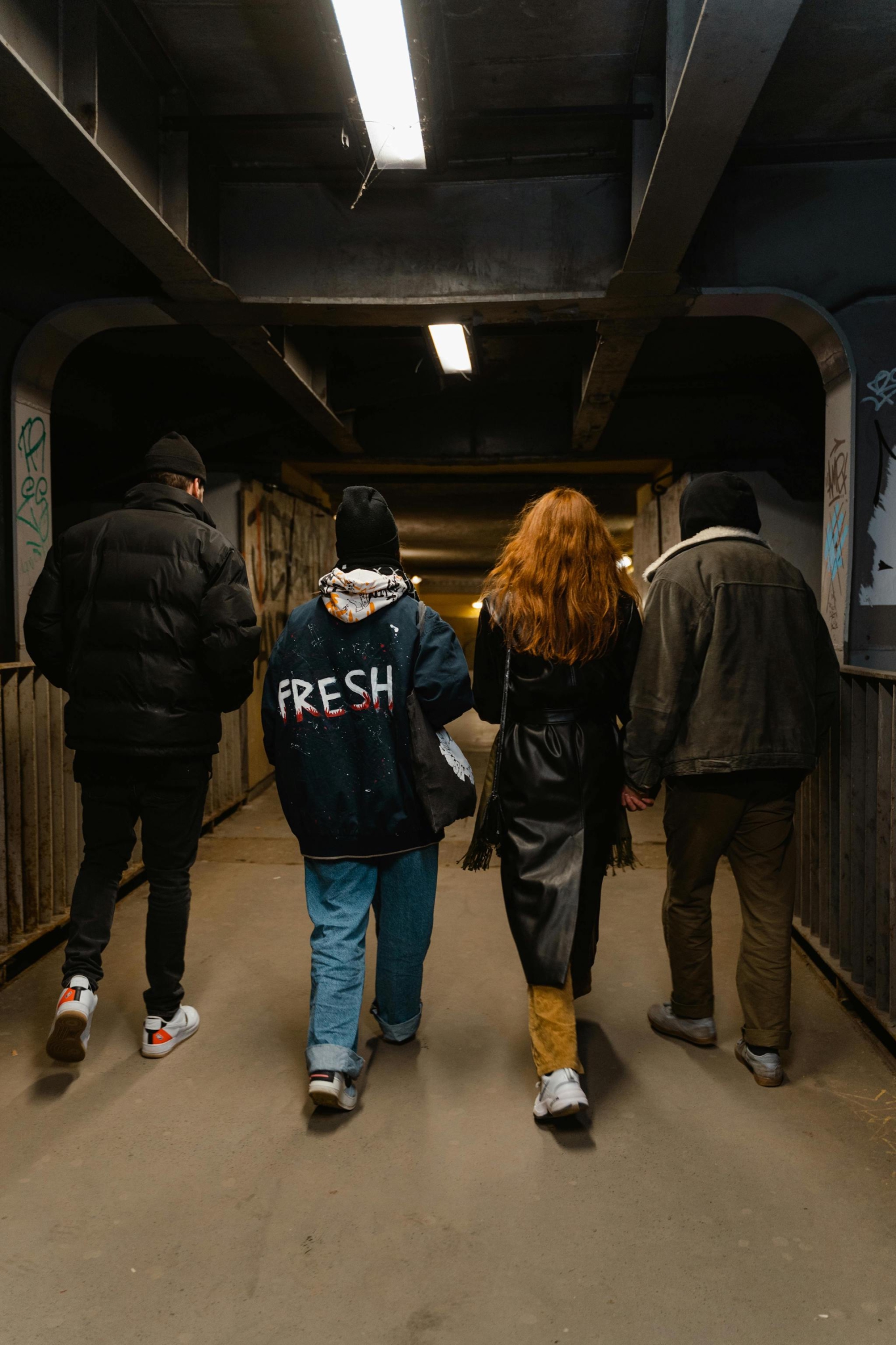 Young People Walking In Subway Walking